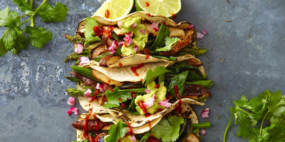 Grilled Asparagus and Shiitake Tacos